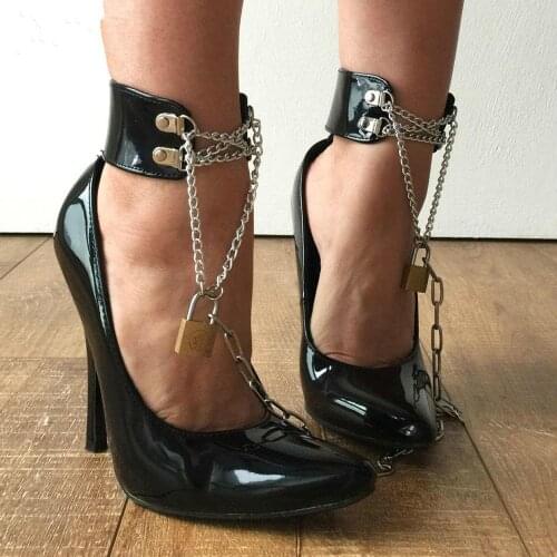 Womens Ballet Stilettos Pointed Toe Lockable Dance Shoes Metal Chain High Heel Sexy Plus Size Custom Made Colors New