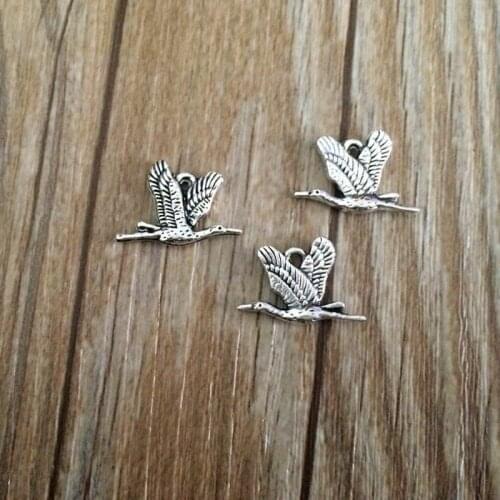 10pcs 20x14mm Zinc Alloy Metal Wild Goose Bird Charm Tibetan Silver Color Fit Handmade Necklace Pendant Accessories Jewelry