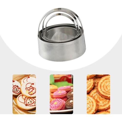 3PCS Stainless Steel Round Scallop Cat Biscuit Mould Cookie Biscuit Cutter Fondant Cake Mould