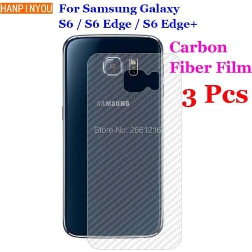 3 Pcs/Lot For Samsung Galaxy S6 Edge+ Plus New 3D Non-slip Clear Carbon Fiber Back Film Screen Protector Protective Sticker