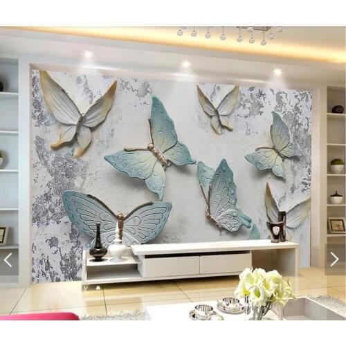 3D 8D Embossed Butterfly Wall Mural Photo Wallpaper for Living Room Backdrop Wall Paper Roll Home Decor Animal Wall Art Murals