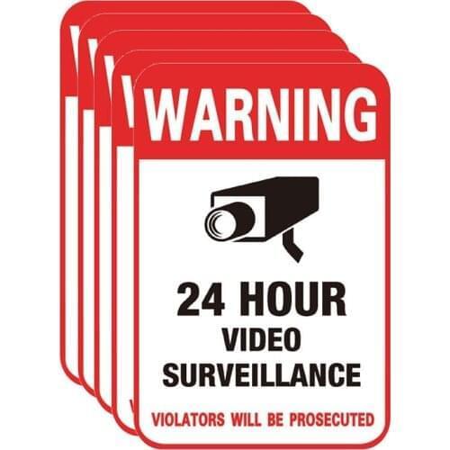 5 pcs Surveillance Security Camera Warning Sticker for CCTV/IP Camera Alert system notification sticker