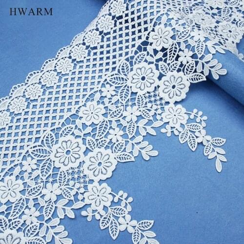 5yard New 30.3cm Milk Silk Water Soluble Lace Fabric Wedding Skirt Dress Sewing Trim Hollow Embroidery Bar Code Home Curtain