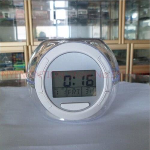 50pcs/lot Electronic Digital Transparent Multifunctional Calendar Alarm Clock with 7 Color Changing Light 6 Natural Sounds