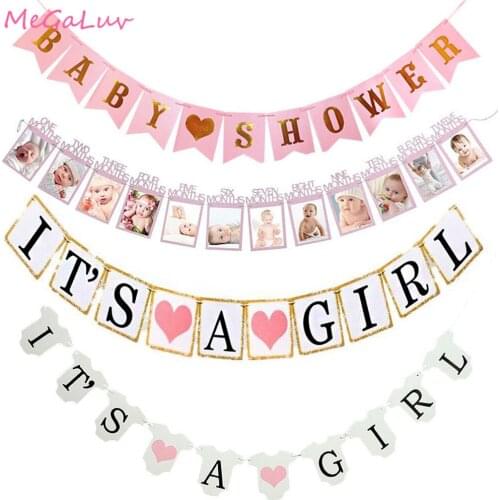 3m It Is A Girl Boy Baby Shower Party Banner Pink Blue 1st Birthday Gender Reveal Letter Flags Paper Bunting Supplies