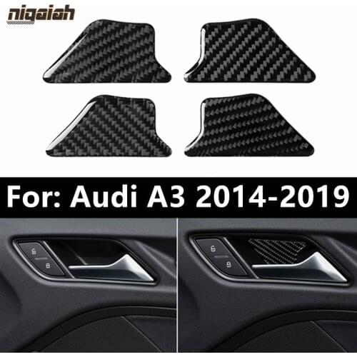 For Audi A3 S3 8V 2014-2019 Car Interior Door Bowl Decoration Cover Carbon Fiber Inner Door Trim Stickers Accessories