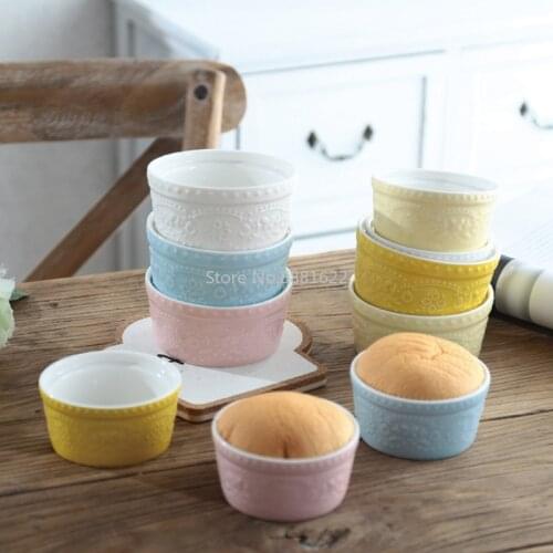 Ceramic Creative Bowl Double Skin Milk Dessert Bowl Cute Pudding Cup Steamed Cake Bowl Oven Mould Baking Cup