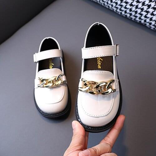 Girls' Leather Shoes 2021 Autumn New Childrens Solid Kids Shoes Breathable for Wedding Party Fashion Flats Simple and Elegant