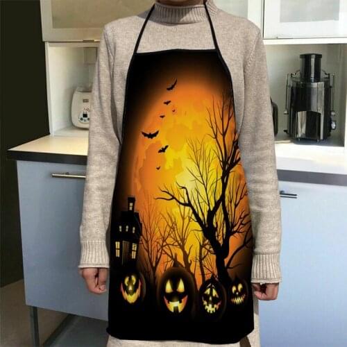 Custom Halloween Kitchen Apron Dinner Party Cooking Apron Adult Baking Accessories Waterproof Fabric Printed Cleaning Tools