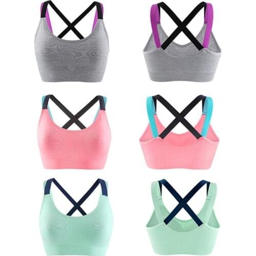 Hot Professional Absorb Sweat Cross Top Quick Dry Women Push Up Bra Gym Fitness Women Seamless Padded Vest Tanks S M L