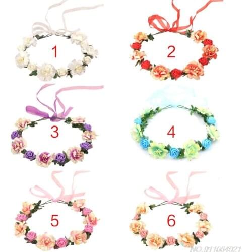 Simulation Rose Crown Headband Wedding Bridesmaid Bride Wreath Hair Hoop Seaside Tourism Artificial Flower Beach Headpiece ma21