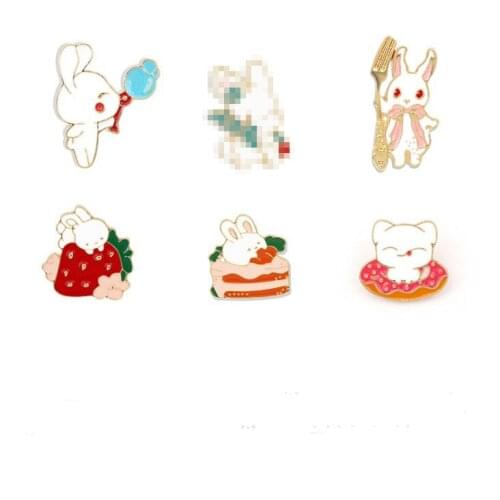 Cartoon Ice Cream Noodle Rabbit Wishing Bottle Brooch Female Corsage Cute Japanese Anime Badge Pin Decoration Creative Brooch