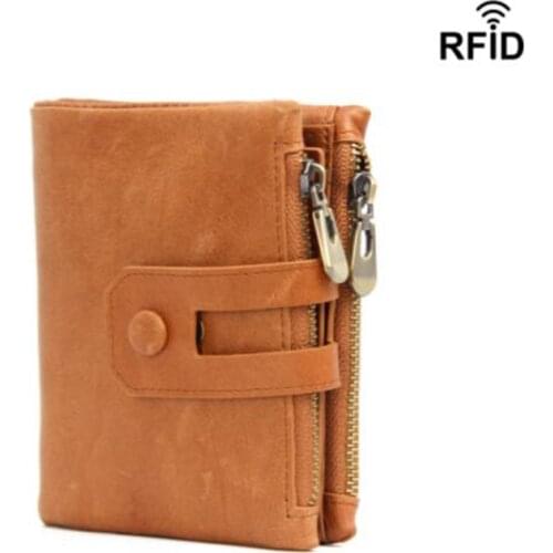 Genuine Leather Men Wallets Credit Business Card Holders Double Zipper Cowhide Leather Wallet Purse Coin Pocket Photo CardHolder