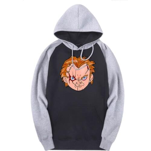 Mans Childs Play Raglan Sweatshirts Hooded Warm Printing Tracksuits Streetwear Winter Hoodies Male Punk Black Hoody Homme