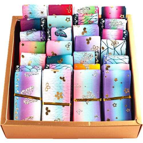 Cartoon Kimetsu No Yaiba Pattern Gold & Foil Printed Random set 5/10yards mixed grosgrain ribbon