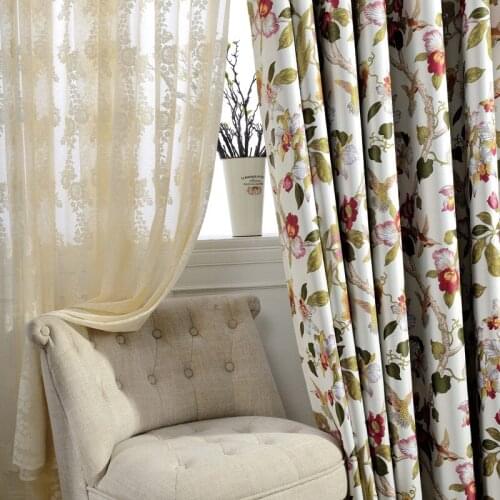 New Curtains Pastoral Style Simple Printing Shading Finished Product Customization Curtains for Living Dining Room Bedroom
