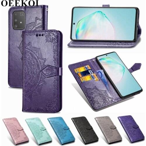 OEEKOL Datura Flower Flip Cover Leather Wallet Case for Samsung Galaxy A91