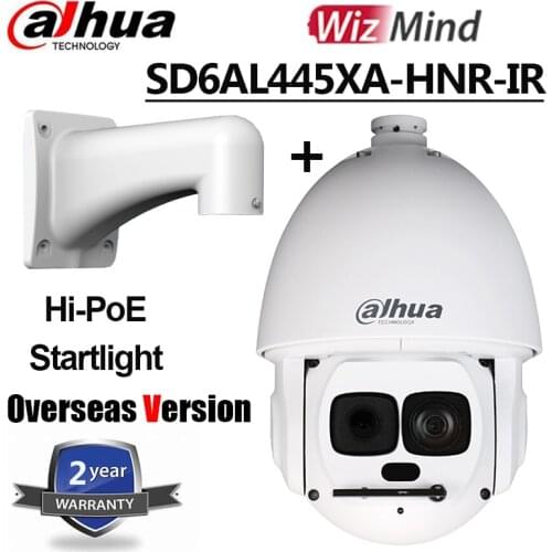 Original Dahua SD6AL445XA-HNR-IR 4MP 45x Starlight IR WizMind Network PTZ Camera Support Hi-PoE IP67 Dome Camera