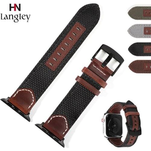 Strap for Apple Watch Series 6 SE 5 4 3 2 Band 44mm IWatch 42mm 40mm Belt Cow Retro Leather Nylon Watchband Bracelet Apple Starp