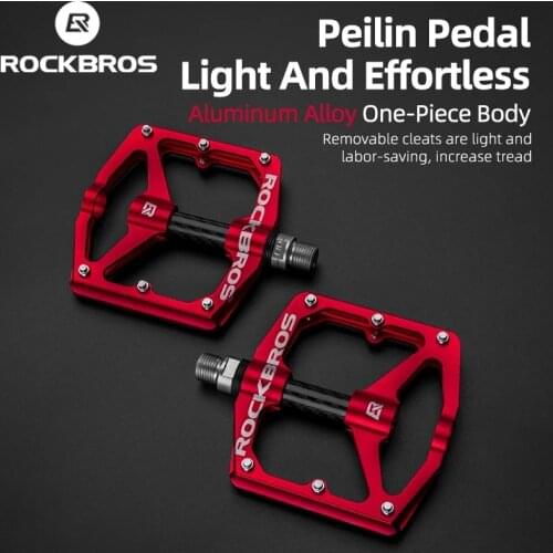 ROCKBROS Bike Pedal Mountain Bike Pedal Aluminum Alloy No-slip High Strength Carbon Fiber Seal Bearing Non-Slip Alloy Flat Pedal