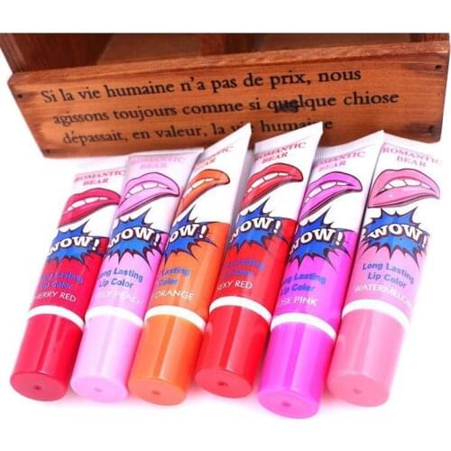 Romantic Bear Hot Selling Waterproof Lipstick Famous Brand Beauty Red Wow Makeup Matte Lip Gloss Impermeavel Lip Gloss Cosmetics