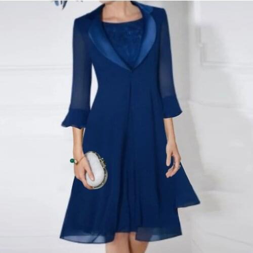 Chiffon Woman Dress Suit Wedding Suit Mother Of The Bride Dress With Ruffles Jacket Evening Dress Custom Dress Wedding Dress