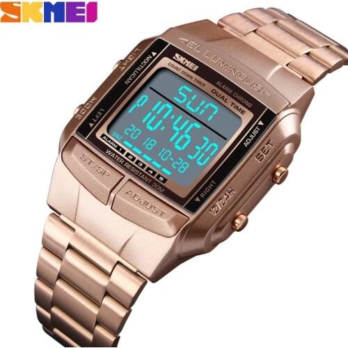 SKMEI 1381 Luxury Sport Watch Mens Watch Led Digital Alarm Countdown Fashion Steel Men Wrist Watches Clock relogio masculin