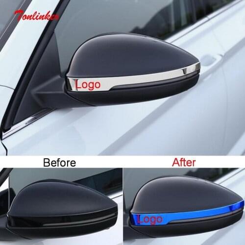 Tonlinker Exterior Car Rearview Mirror Cover Stickers for Volkswagen Jetta MK7 2019-20 Car Styling 2 PCS Metal Cover Stickers
