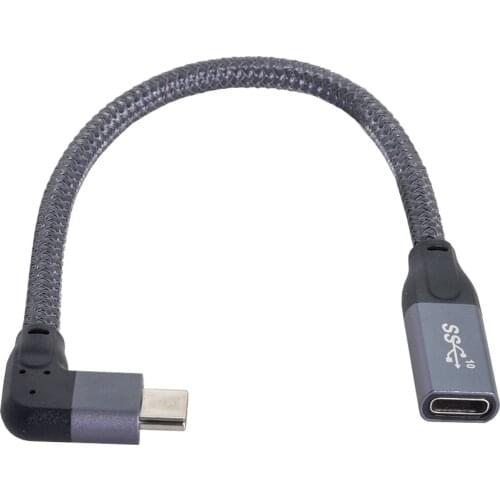 USB-C USB 3.1 Type C Male Left Right Angled to USB-C USB 3.1 Type C Female Extension Data Cable with Sleeve for Laptop