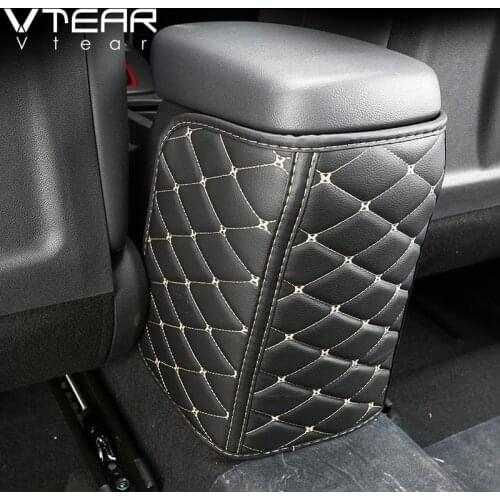 Vtear For Hyundai Kona accessories 2018 2019 Encino Car seat armrest Anti-kick pad leather Protective Case Car Anti-dirty mat