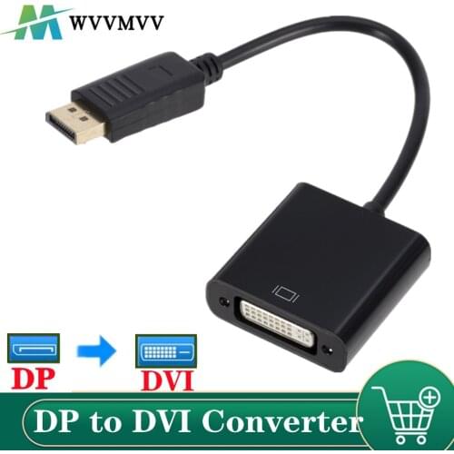 WVVMVV Displayport DP male to DVI Female Adapter Video Display Port Cable Converter for PC Laptop Black