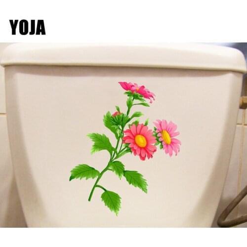 YOJA 19.6*24CM Hand Drawn Flowers Home Room Decoration Wall Decal WC Toilet Sticker T1-0589