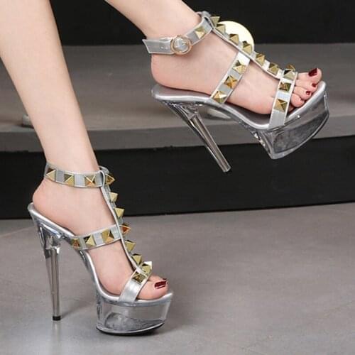 Womens high quality sandals high heel model design sexy black open toe dress sandals new fashion large size