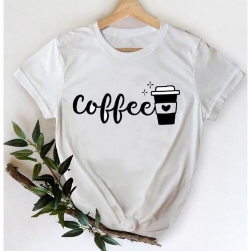 T-shirts Women 2021 Sweet Letter Coffee Lover Spring Summer Clothes Printing Stylish Tshirt Top Lady Print Sexy Tee T-Shirt