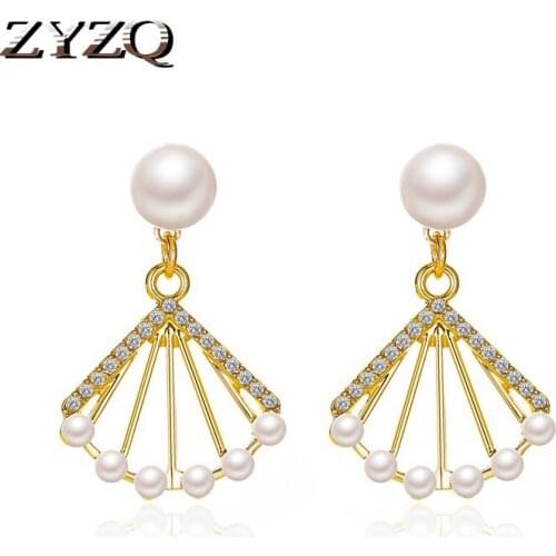 ZYZQ Baroque Pearl Ladies 2020 New Earring Sector Imitation Pearl Elegant Fashion Stud Earrings Wedding Bbridal Jewelrry