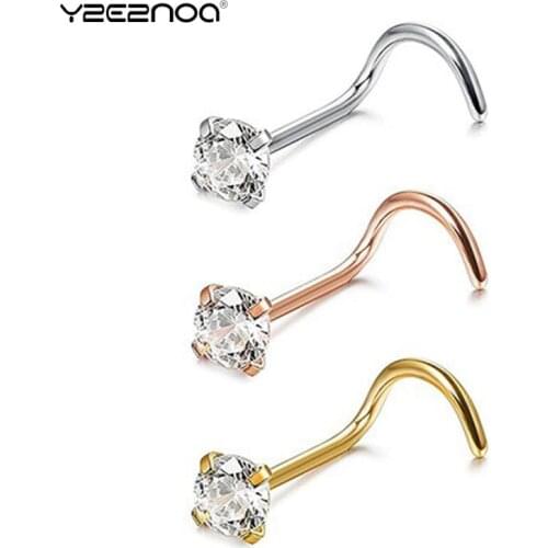 1Pc Nostril Piercings Crystal Piercing Nose Stud Stainless Steel Star Nose Rings Nose Piercing Jewelry