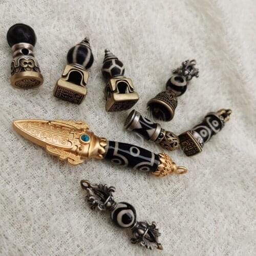 1pcs Wholesale Tibetan Special Necklace Rosary Pendant Bontic Wood Fossil S925 Sterling Silver Inlaid Mans Jewelry Ancient Seal