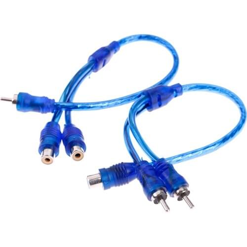 2 RCA Female To 1 RCA Male Splitter Car Audio Adapter Cable Wire Connector Car Audio System Subwoofer Portable Speaker