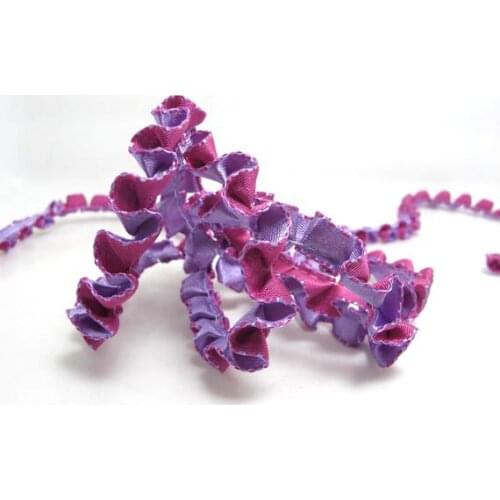 2 Yards 9mm Pleated Double Sided Two-Color Satin Ribbon|Craft DIY Embellishment|Decoration|Sewing Supplies|Hair Bow