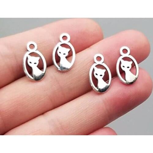 50pcs/lot--16x9mm, Antique silver plated cat charms,DIY supplies,Jewelry accessories