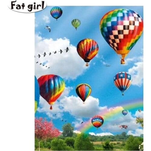 5D Diamond Painting Colorful hot air balloon 5D Full Square/Round rhinestone embroidery Cross Stitch mosaic decorative painting