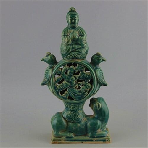 #6 Antique Old Chinese porcelain statue / sculpture,Celadon hollow,crafts,Home Decoration,collection & adornment, Free shipping