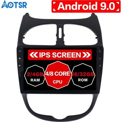 AOTSR Android 9.0 Car DVD Player For Peugeot 206 Multimedia Video WIFI GPS Navigation Car Radio Stereo Steering wheel car player