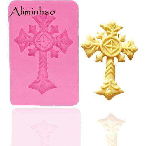 B0354 cross DIY chocolate Silicone mould fondant cake decorating tools Sugarpaste Craft Bakeware