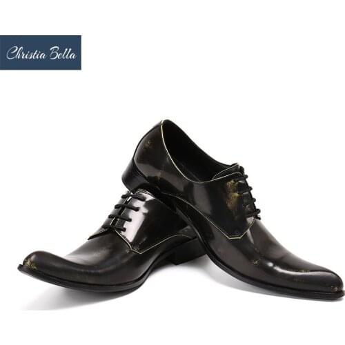 Christia Bella Big Size Men Lace-up Business Shoes Zapatos Hombre Pointed Toe Formal Leather Dress Shoes Gentlemen Oxfords