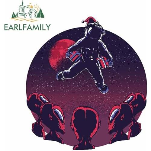 EARLFAMILY 13cm x 11.6cm for Cool Astronaut Aliens Trunk Decal Windows Car Stickers Motorcycle Windshield Surfboard Car Styling