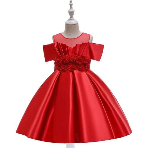 Elegant Formal Dress Girls Clothing Flower Girls RedWedding Evening Clothes Kids Dresses for Girls Princess Party Gown 4-10yrs