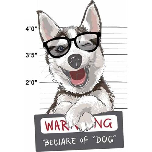 Fuzhen Boutique Decals Exterior Accessories Husky Beware of Dog Wall Car Stickers Decal Laptop Bumper Windshield Decoration