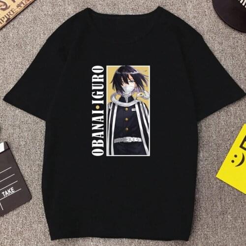 Demon Slayer Anime Printed T-shirt Cartoon Style Iguro Obanai Kawaii Graphic Tops Men Women Summer Short Sleev Casual Camisetas