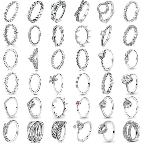 Hot Sale Princess Tiara Crown Sparkling Love Heart ,CZ Finger Rings For Women Girls Band Rings Wedding Engagement Jewelry Gift